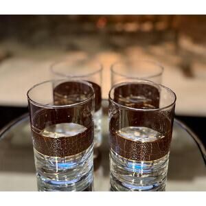 Vintage Tastemaker Lowball Glasses | MCM Gold and Faux‎ Crocodile | Set of 4